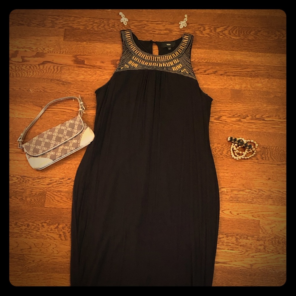 “Hugs in all the right places” beaded jersey dress